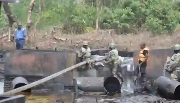 Navy Uncovers Illegal Crude Oil Storage Hub, Recovers 20,500 Litres in Rivers Navy Uncovers Illegal Crude Oil Storage Hub, Recovers 20,500 Litres in Rivers