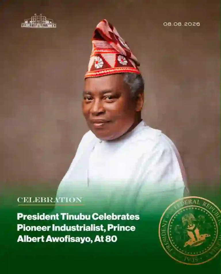 PRESIDENT TINUBU CELEBRATES INDUSTRIALIST, PRINCE ALBERT AWOFISAYO, AT 80 PRESIDENT TINUBU CELEBRATES INDUSTRIALIST, PRINCE ALBERT AWOFISAYO, AT 80